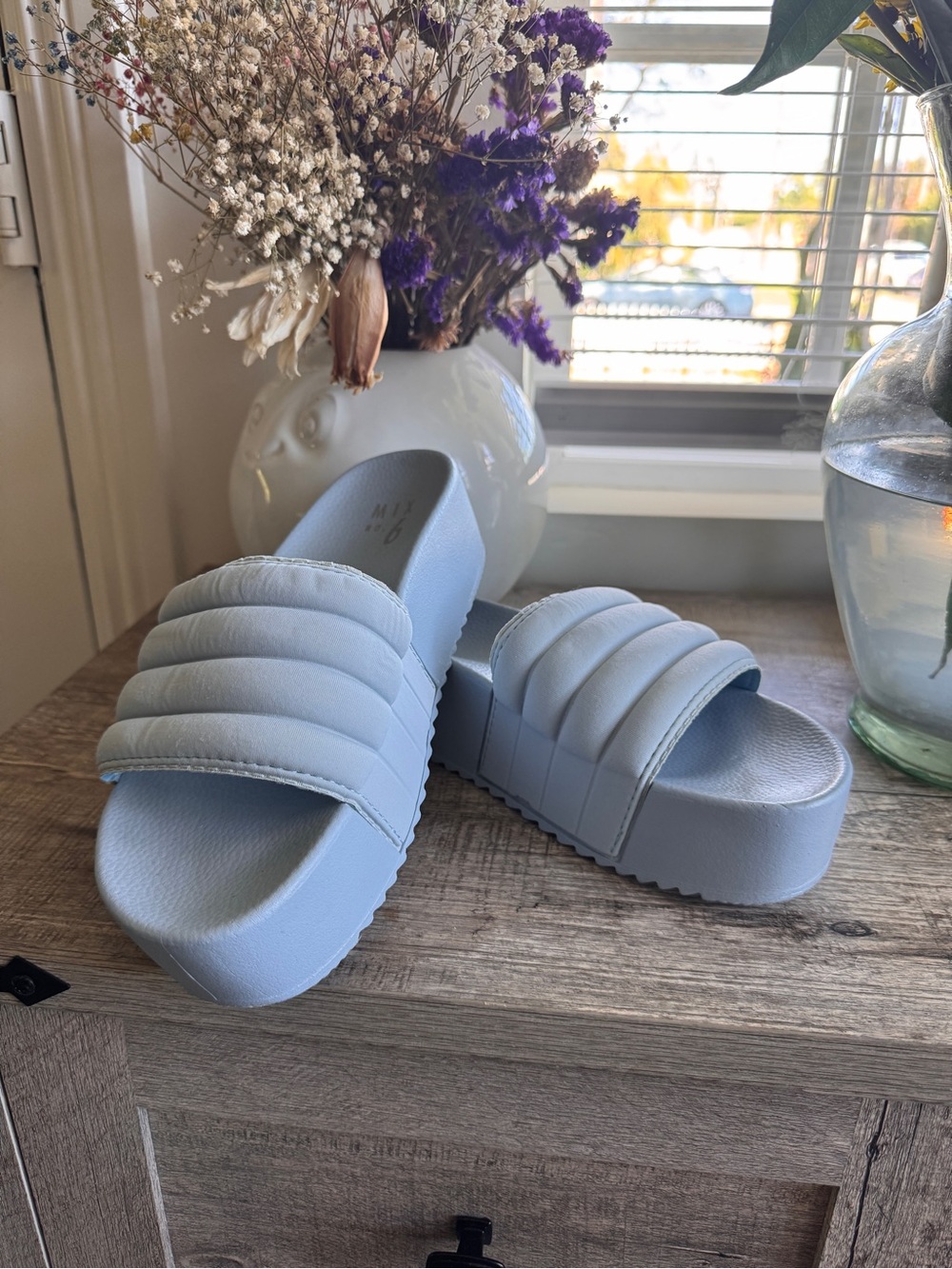 Mix No. 6 Light Blue Padded Slide Sandals